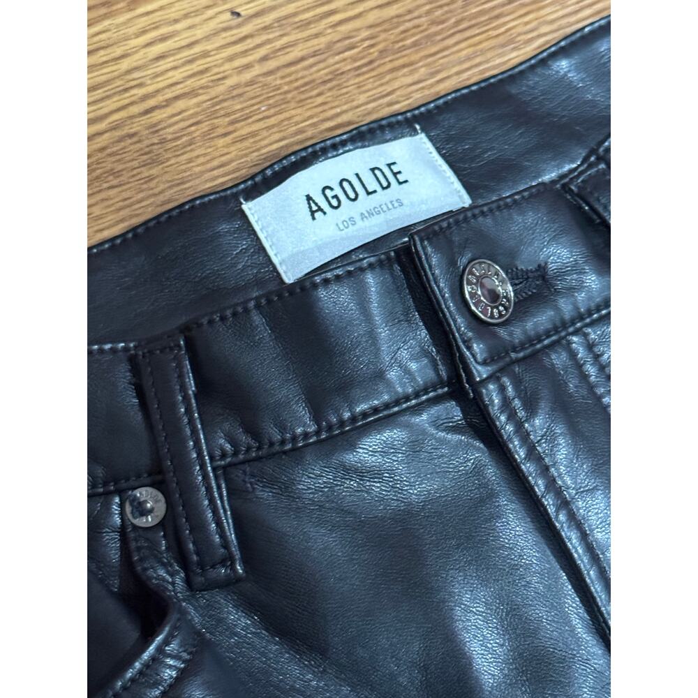 AGOLDE Conscious Black High Waisted Leather Trousers Pants 31 - Picture 11 of 12